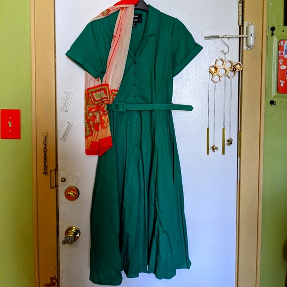 Collectif Dresses & Skirts - Worn Once!  Green Linen Dress